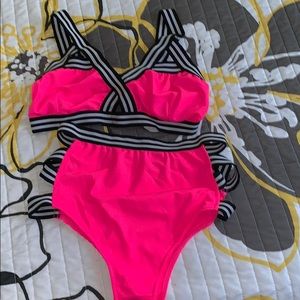 Pink two piece swimsuit